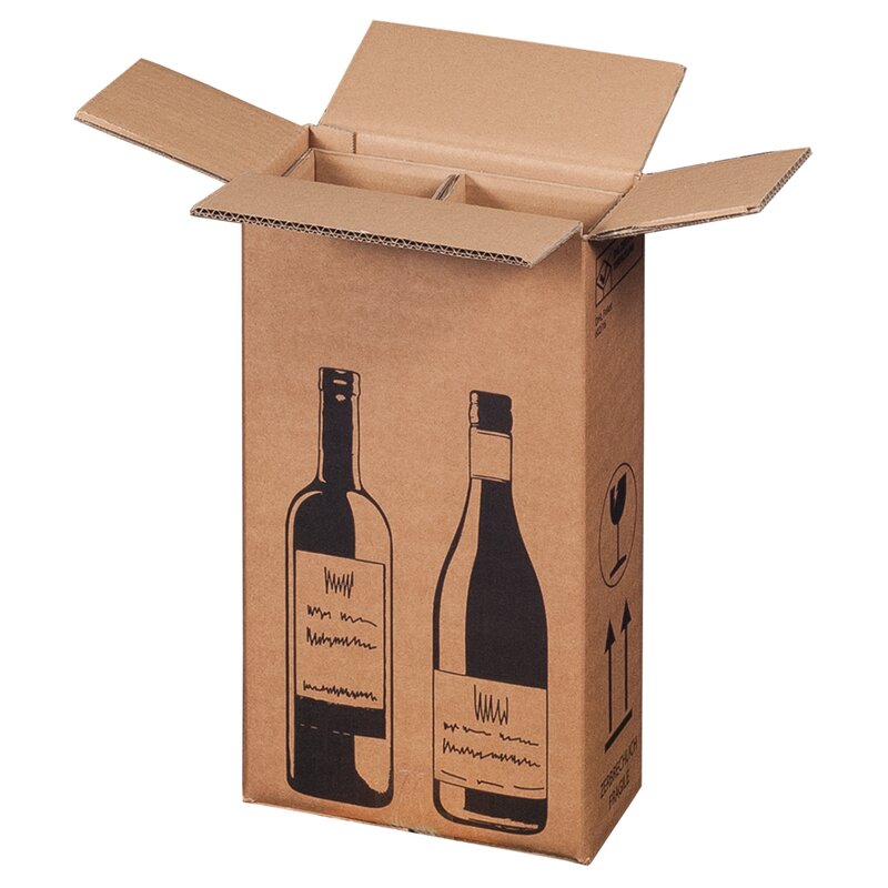Carton à vin, 2 bouteilles, vide